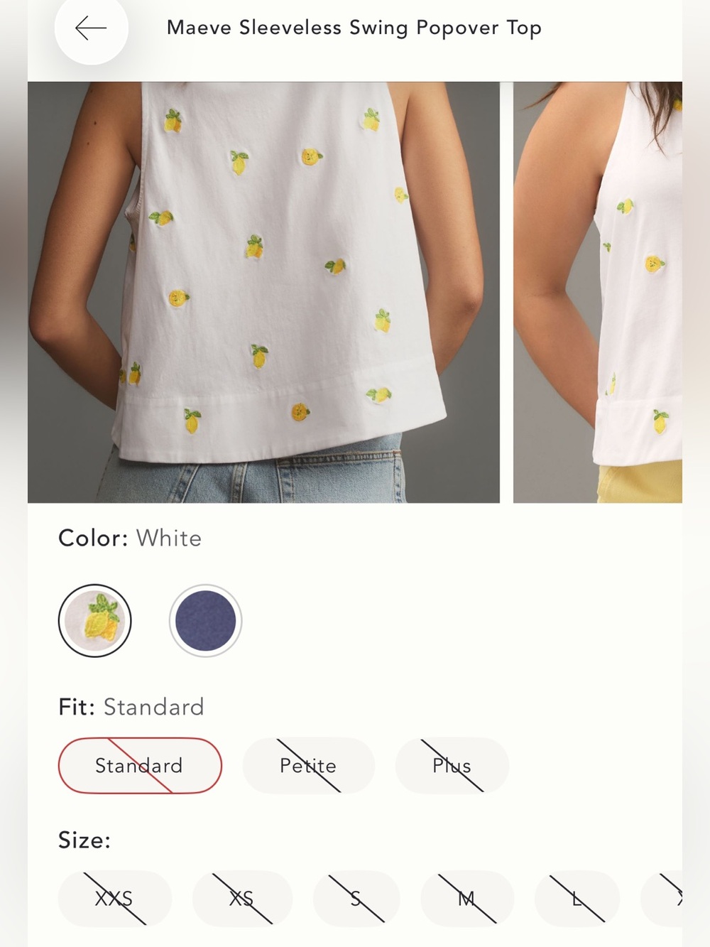 Anthropologie Maeve NWT Lemon Print Sleeveless Swing Top Coastal Preppy Size S - Picture 10 of 10